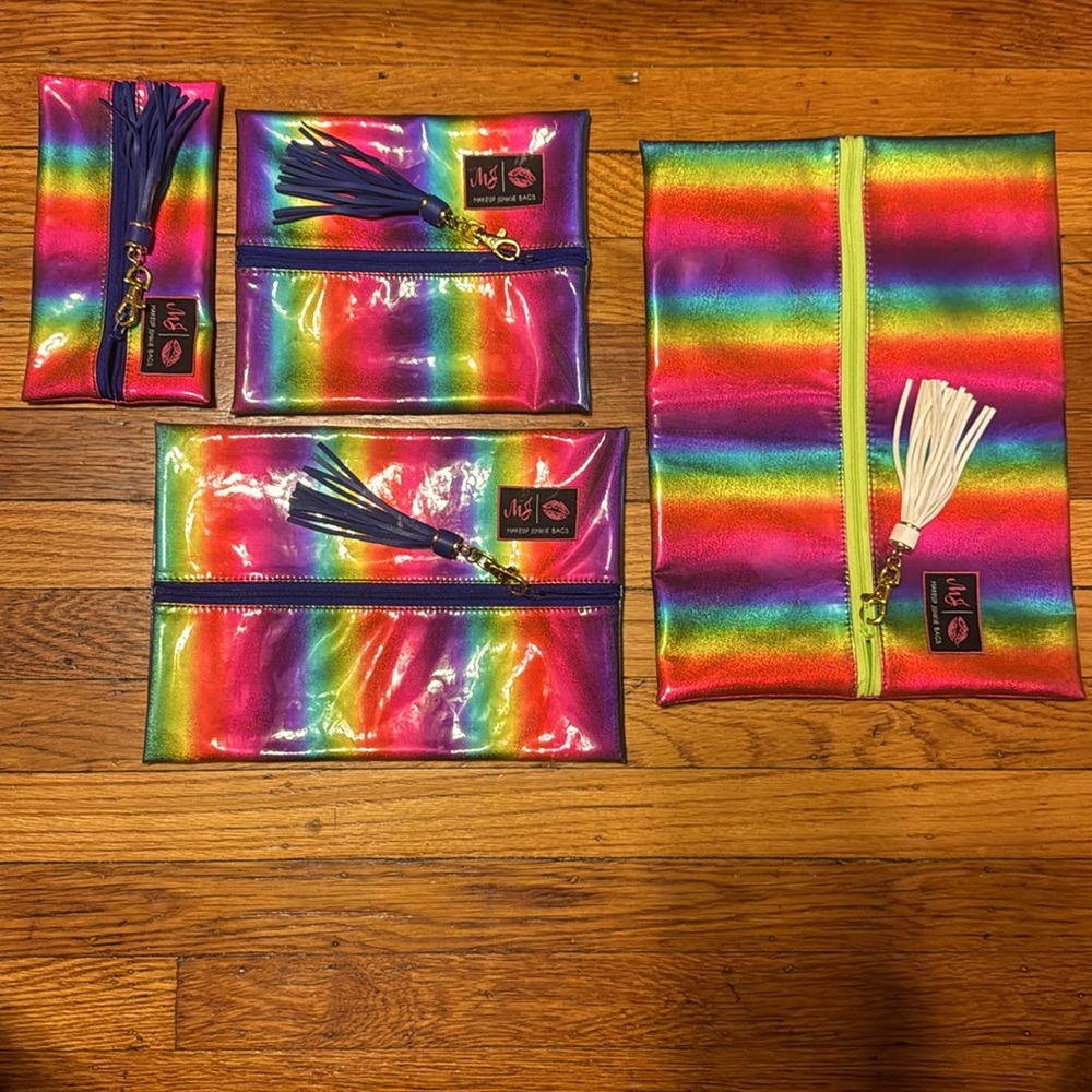 Makeup Junkie Rainbow The Mood Bag Indigo Blue Lime Green Lot